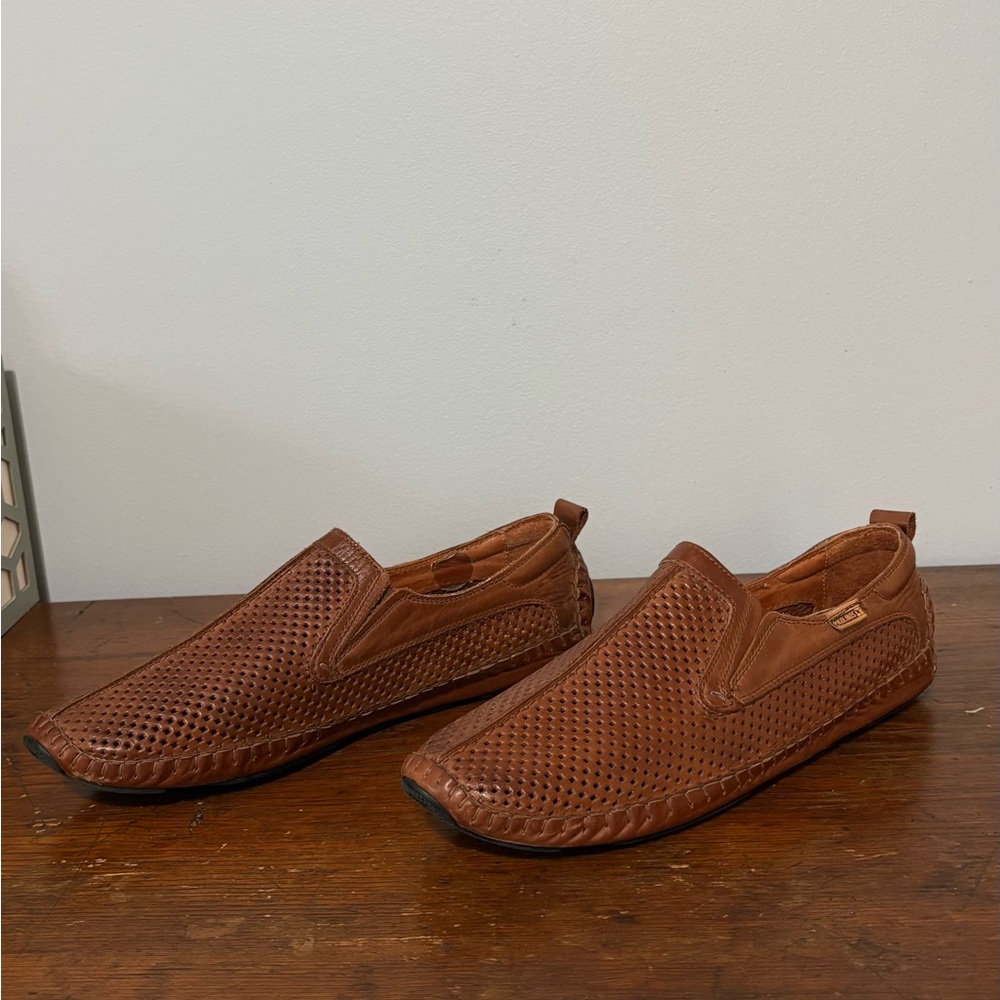 PIKOLINOS Tan Perforated Slip-On Loafers - Picture 2 of 11